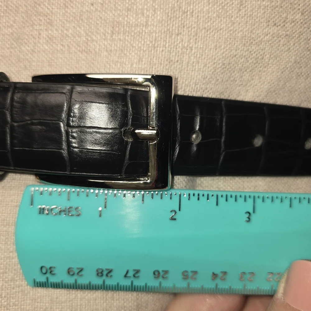 ELEGANT FIRENZE BLACK LEATHER BELT CROC EMBOSSED NEW MENS 34